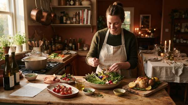Editorial illustration for Plan a Dinner Party Menu That Starts with the Season: A Four-Stage Framework for Home Cooks