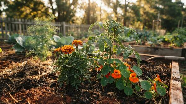 Editorial illustration for Why Companion Planting Works: Three Pest-Control Mechanisms and the Pairings That Use Them